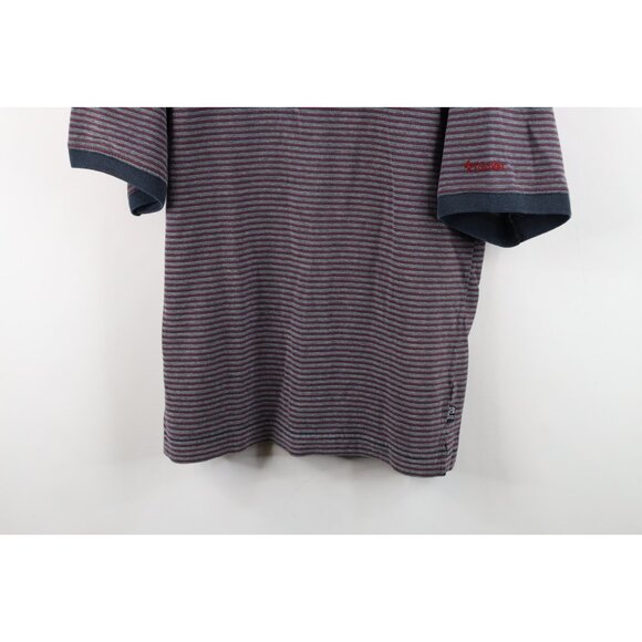 Vintage 90s Columbia Golf Mens Medium Faded Spell Out Striped Knit Polo Shirt - Picture 3 of 14
